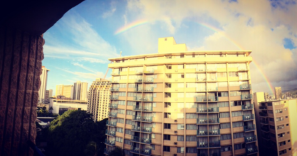 ホテルから見た虹